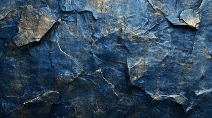 Poster - Dark blue rock texture background showing gold veins