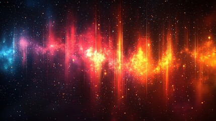 Wall Mural - an abstract depiction of colorful, illuminated vertical lines set against a background stock