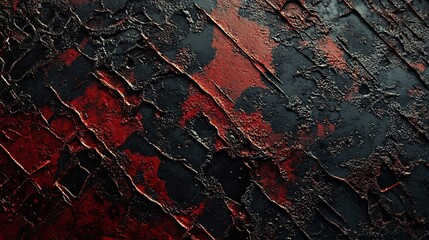 Fototapete - Abstract red and black grunge background texture showing distressed metal surface
