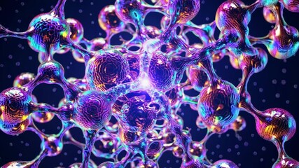 Leinwandbilder - a close-up of a complex molecular structure with textured spherical nodes connected by organic strands.
