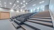 © ROY - Modern auditorium with tiered seating and large windows.