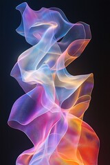 Wall Mural - translucent sheets of material curving dynamically, forming a flowing abstract shape, captured in a 