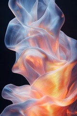 Wall Mural - translucent sheets of material curving dynamically, forming a flowing abstract shape, captured in a 