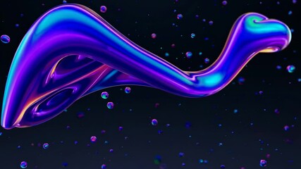 Aufkleber - an abstract neon-colored organic form with glowing purple, blue, and orange hues against a dark background.