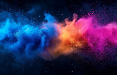colorful powder explosion in vibrant colors for the holi festival, an abstract background with copy 