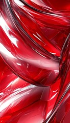 Wall Mural - Abstract Background, Vivid Red Smooth Curved Lines, Motion Blur And Light Rays, Digital Art