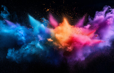 colorful powder explosion in vibrant colors for the holi festival, an abstract background with copy 