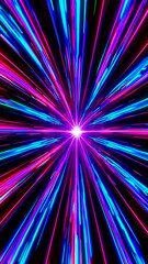 Leinwandbilder - a vibrant starburst with radiant beams of pink, purple, and blue converging at a bright center.