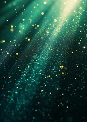Wall Mural - venture into the depths of a dark green and blue glowing grainy gradient background. this noise text