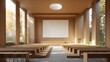 © schmidt - A modern conference room stands empty, equipped with rows of chairs and a large projection screen, waiting for presentations, meetings, or lectures
