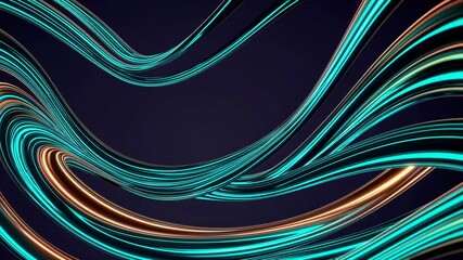 Leinwandbilder - curving teal and orange ribbons with glowing highlights.