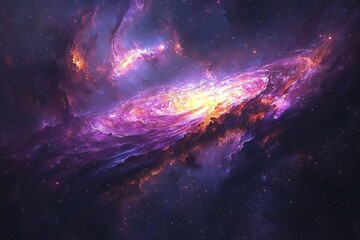 Wall Mural - vibrant galaxy nebula with swirling clouds of color, captured in a breathtaking cosmic scene full of