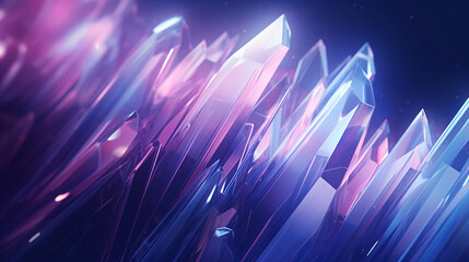 Poster - An abstract minimal design featuring crystal formations with data streams, set against a purple background.

