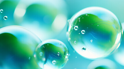 Poster - A green-toned background with blue bubbles, offering a refreshing and dynamic atmosphere for digital displays.

