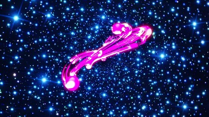 Fototapete - vibrant pink orbs racing through a deep blue starfield, leaving neon streaks behind.