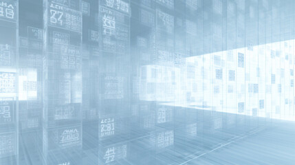 Poster - Computer code files etched onto frosted glass panes, creating a high-tech and professional background design.

