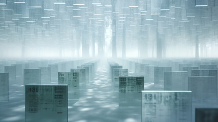 Poster - Computer code files etched onto frosted glass panes, creating a high-tech and professional background design.

