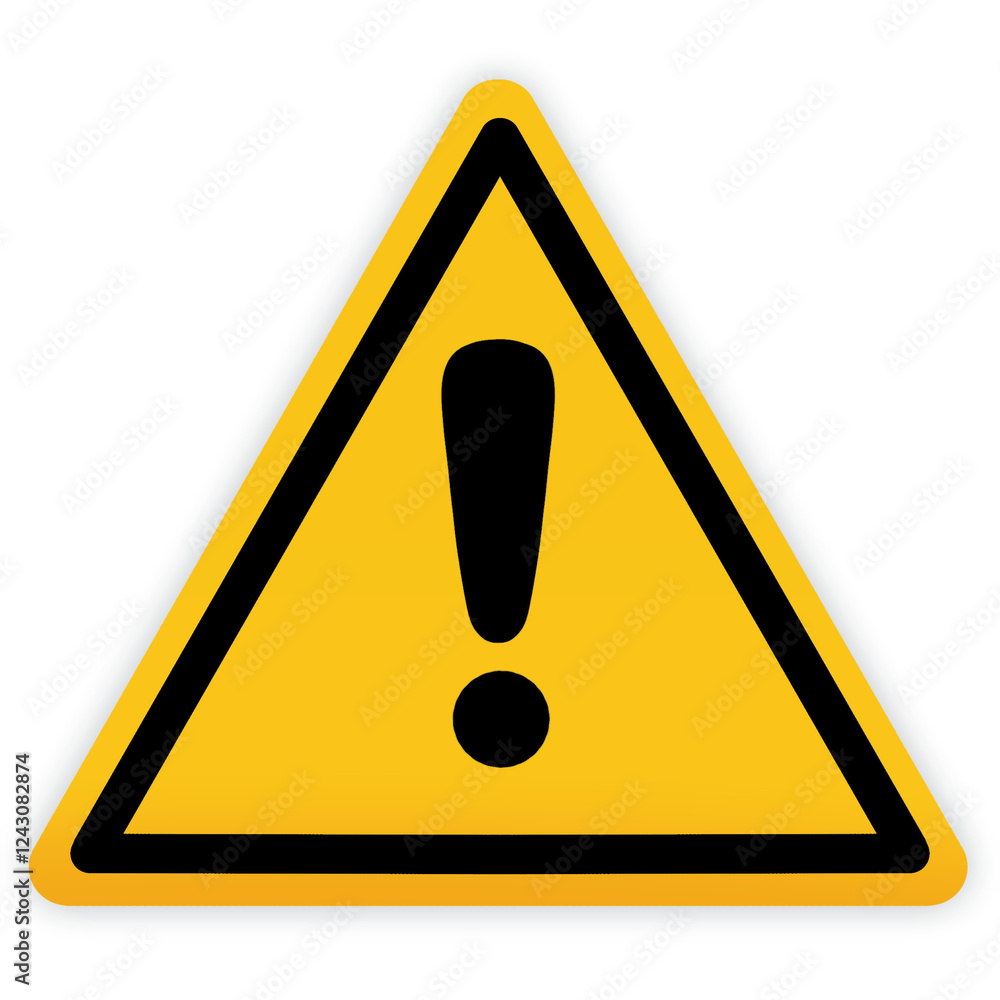 Hazard warning triangle sign with exclamation mark symbol isolated on ...