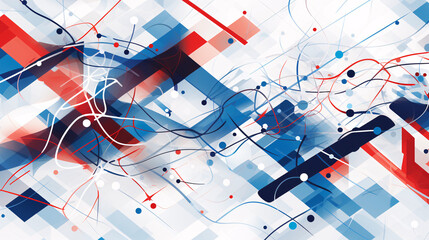 Poster - A pattern of intersecting blue and white lines creates a modern, tech-inspired background for displays.

