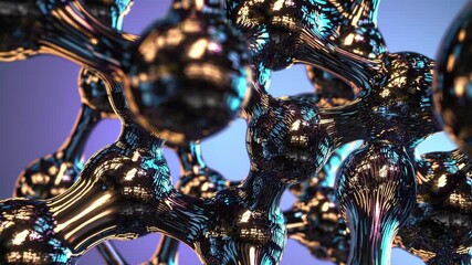 Leinwandbilder - a close-up of a complex molecular structure with textured spherical nodes connected by organic strands.