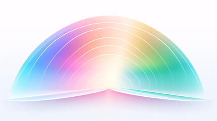 Poster - Iridescent pastel rainbow glow effect on a white background, perfect for technology presentation display banners.


