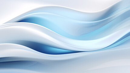 Poster - A sleek, minimalist colored technology key visual with white and blue wavy futuristic background for presentations.

