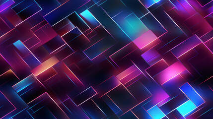 Poster - A retro hologram tech texture on a blue background, perfect for futuristic technology presentations and displays.

