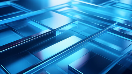 Poster - A simple 3D geometric spread of looping shapes on a transparent blue background, ideal for futuristic presentations.

