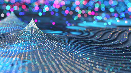 Aufkleber - A sparkly hologram Christmas photography with a festive banner card on a premium white background.

