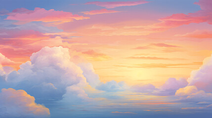 Poster - A sunset in pastel colors, ideal for a soft and elegant background for technology presentations.

