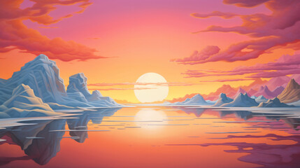 Poster - A sunset in pastel colors, ideal for a soft and elegant background for technology presentations.

