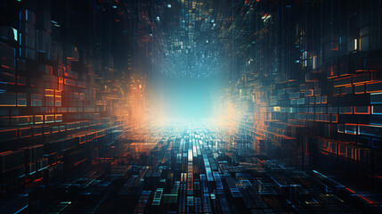 Fototapete - An abstract technology data design, ideal for wallpaper, display, and presentation backdrops in tech environments.

