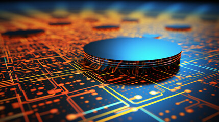 Poster - An abstract wafer electronics design, perfect for technology-themed wallpaper, display, and presentation backdrops.

