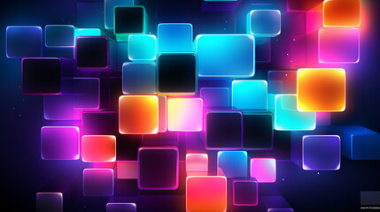 Poster - A vibrant, colorful geometric shape game background with black and vibrant colors, perfect for technology-themed banner cards.


