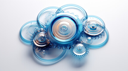 Poster - An abstract symbol of gears with smooth curves on a futuristic background, perfect for technology presentations.

