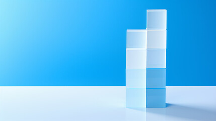 Poster - Stacking boxes on a blue background, ideal for a beautiful technology themed banner card and presentation.

