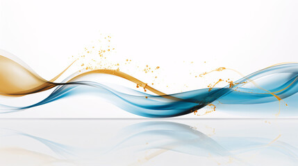 Poster - A white background featuring blue and gold swirls in the water, creating an abstract technology-inspired design, perfect for wallpaper, presentation, and festive backgrounds.

