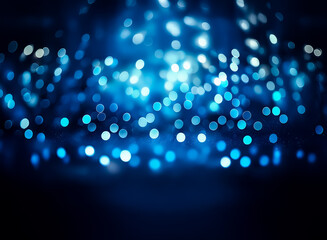 Wall Mural - blurred blue lights create a dreamy bokeh effect against a dark background. soft glowing orbs evoke 