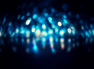 Wall Mural - abstract blurred blue lights create a bokeh effect on a dark background, evoking a sense of mystery 