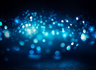 Canvas Print - Blurred blue lights dance against a dark backdrop, creating a magical, sparkling atmosphere.  Soft bokeh circles float, suggesting depth and ethereal beauty in this abstract, dreamy scene.