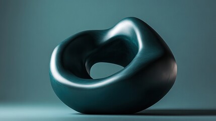 Wall Mural - A smooth, abstract sculpture with a hollow center, showcasing modern design and form.