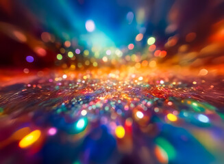 Wall Mural - vibrant blur of colorful bokeh lights creates a dynamic, festive atmosphere with bright shades of bl