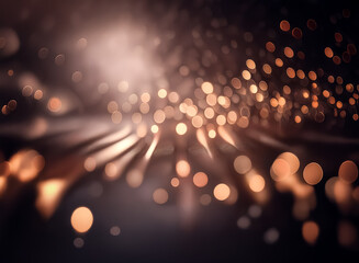 Wall Mural - abstract blurry image featuring warm golden bokeh lights scattered across a dark backdrop, creating 