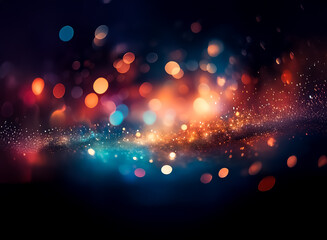 Wall Mural - abstract bokeh lights create a vibrant and dreamy atmosphere on a dark background. blurred circles o