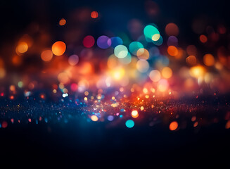 Wall Mural - colorful bokeh lights create a magical and dreamy effect on a dark backdrop. vibrant circles shimmer