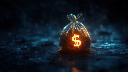 Glowing Money Bag: A Symbol of Wealth and Fortune