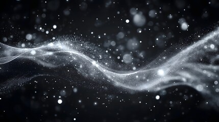 Aufkleber - Mesmerizing snowfall swirls and drifts across an ethereal midnight landscape creating a captivating cosmic display of glittering crystals and shimmering wispy patterns against a dark