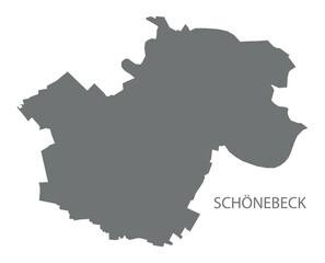 Wall Mural - Schönebeck city map with boroughs grey illustration silhouette shape