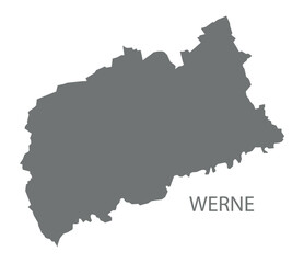 Wall Mural - Werne city map with boroughs grey illustration silhouette shape