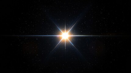 Wall Mural - Bright star shining in the dark sky with lens flare effect